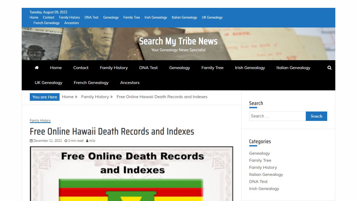 Free Online Hawaii Death Records and Indexes - Search My ...