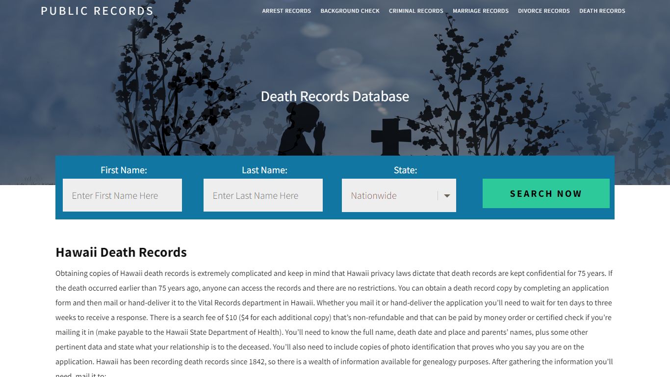 Hawaii Death Records | Enter Name and Search. 14Days Free